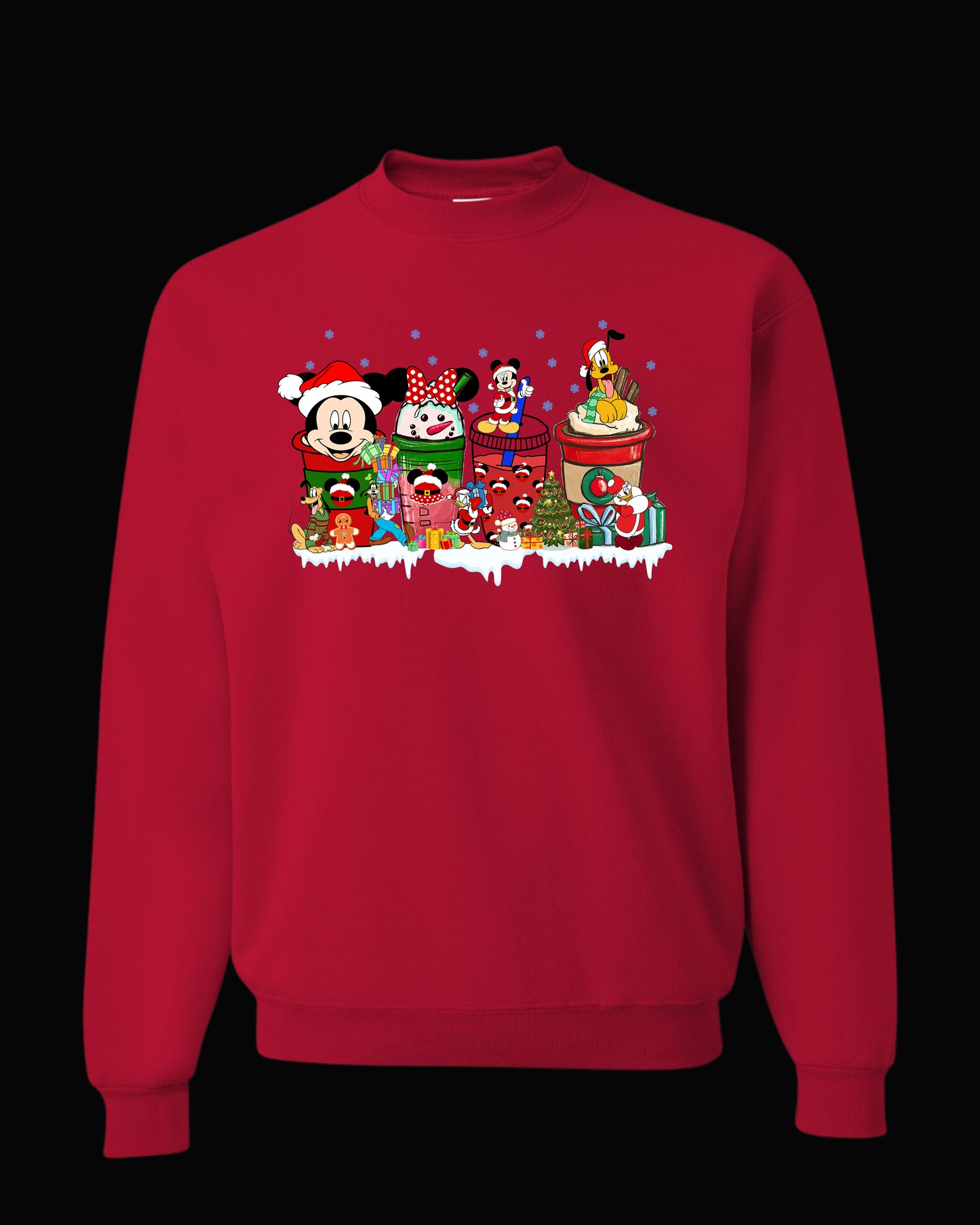 kids Christmas characters on their drinks