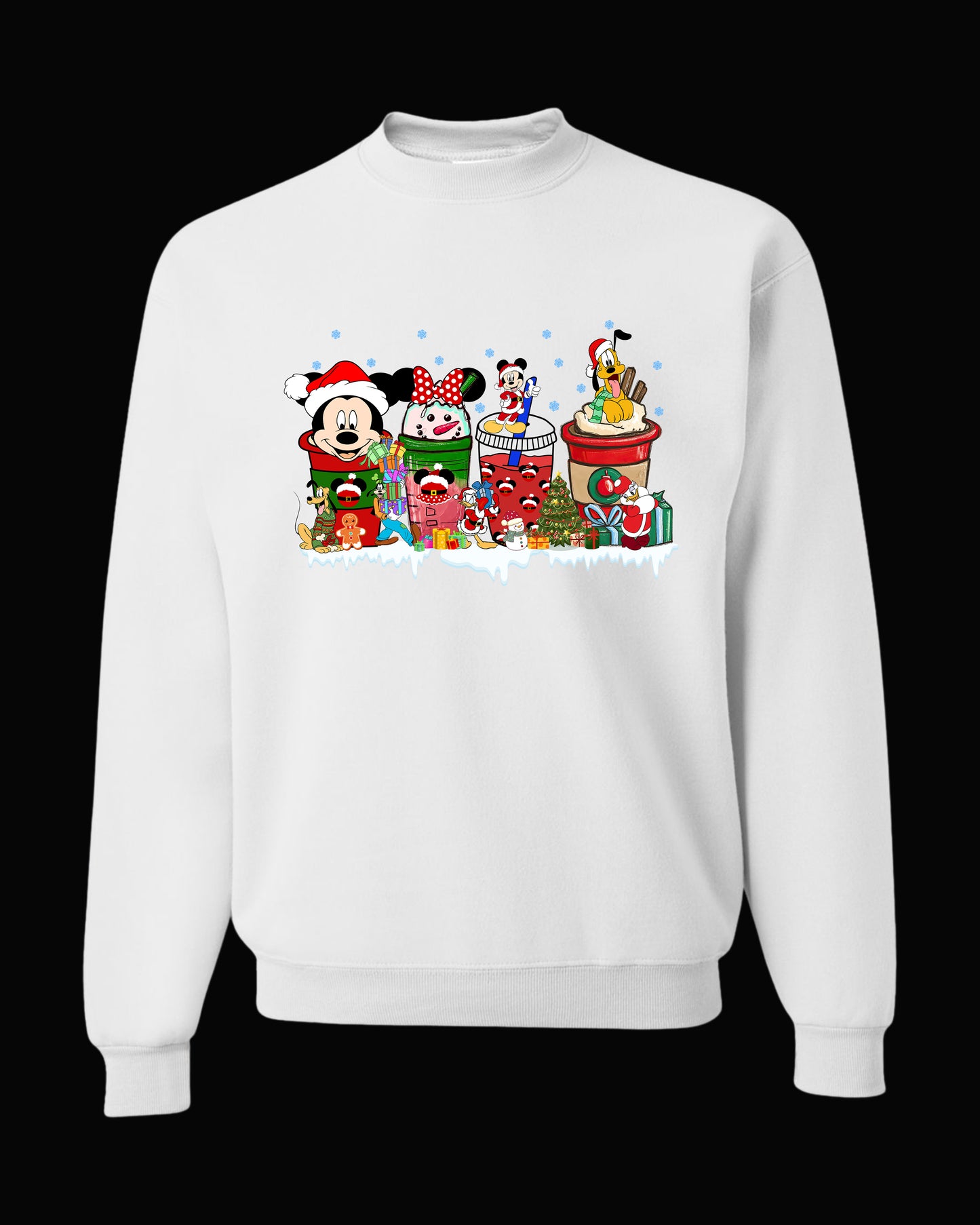 kids Christmas characters on their drinks