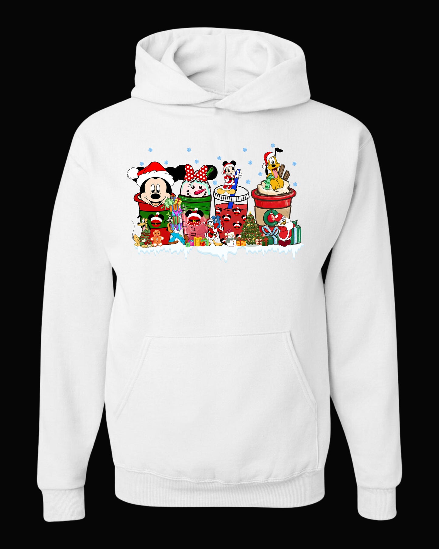 kids Christmas characters on their drinks