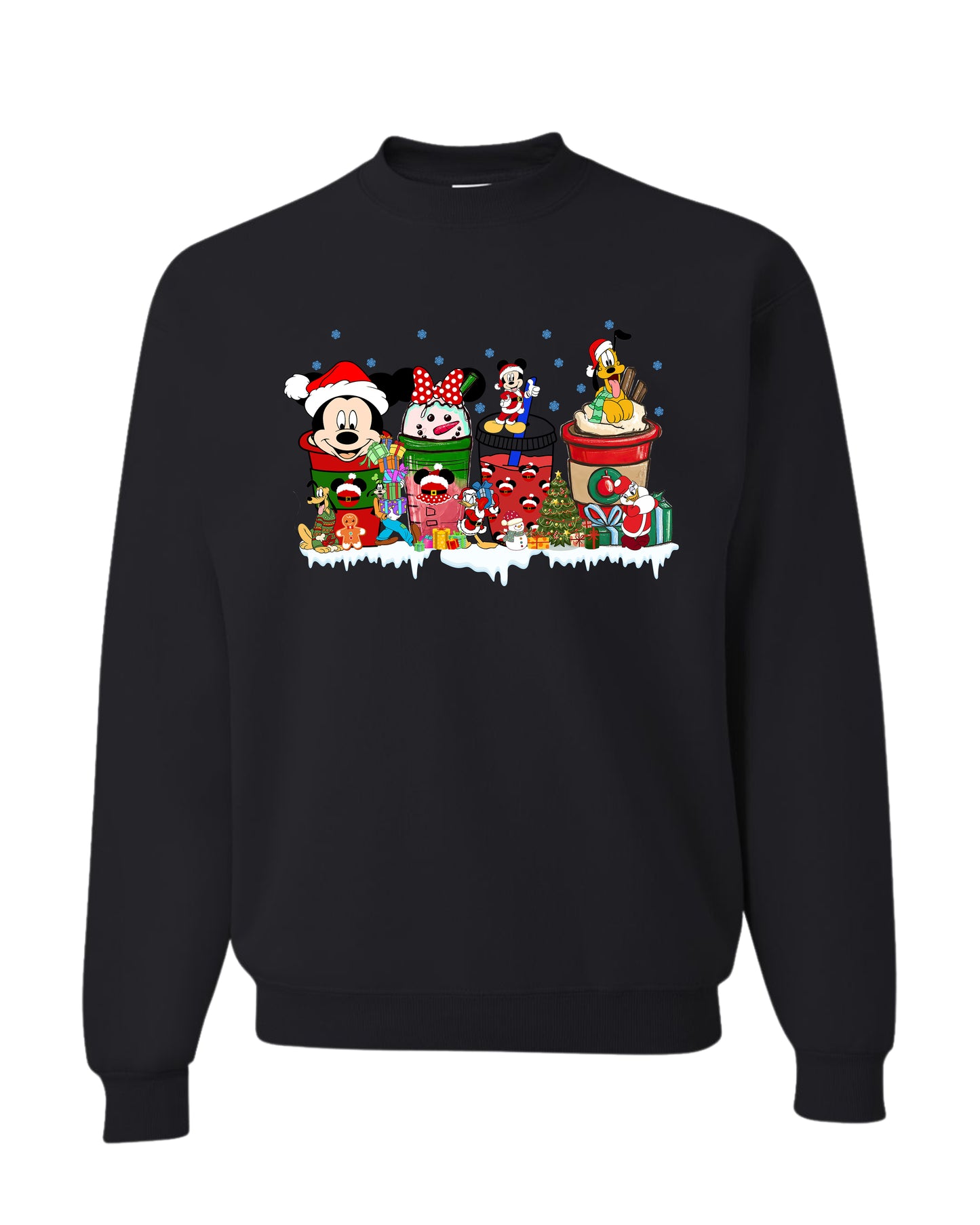 kids Christmas characters on their drinks